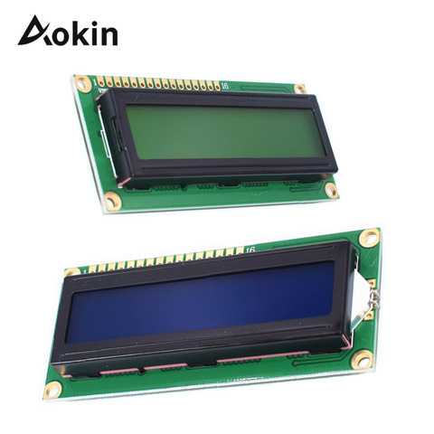 Модуль Aokin LCD 1602 1602 синий зеленый экран 16x2 символа ЖК-дисплей модуль HD44780 контроллер синий светильник для Arduino ► Фото 1/6