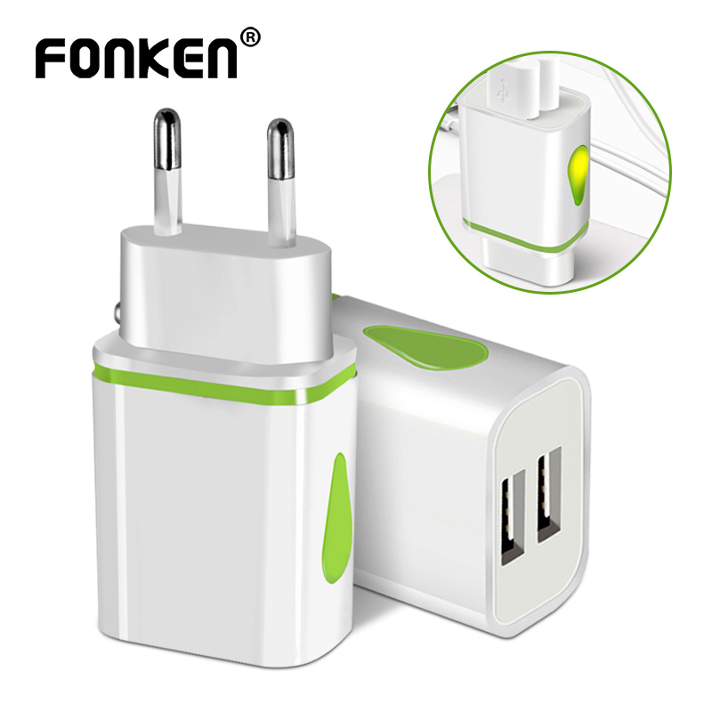 FONKEN 2 USB зарядное устройство адаптер настенное зарядное устройство ЕС мобильный телефон зарядное устройство Капля воды светодиодное зарядн... ► Фото 1/6
