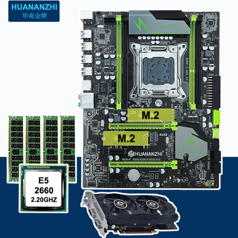 Комплект материнской платы HUANANZHI X79, видеокарта GTX750Ti 2 Гб ЦП Xeon E5 2660 SR0KK, большой бренд RAM 16 Гб RECC, купить компьютер, лучший комплект ► Фото 1/6