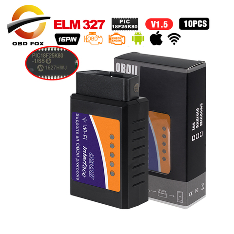 Сканер ELM 327 obd2 pic18f25k80 wifi elm327 obd ii V1.5 считыватель кодов автомобиля диагностический bluetooth elm327 usb obd кабель 10 шт./лот ► Фото 1/6
