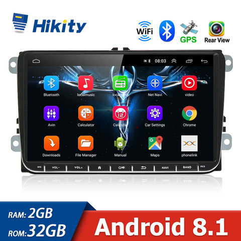 Hikity 2 + 32 ГБ/1 + 16 ГБ Android 8,1 автомобильный мультимедийный плеер 9 