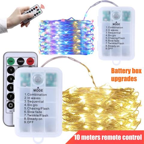 10 м Рождественская светодиодная гирлянда с дистанционным управлением, медная проволока, гирлянда, светильник на новый год, украшение для до... ► Фото 1/6