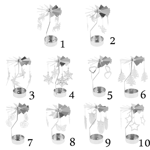 Рождественский декоративный Спиннер для свечей, вращающийся подсвечник для чайных свечей, серебряные подвески в виде снежинок ► Фото 1/6