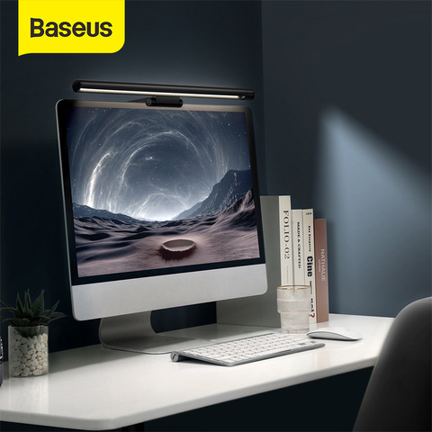Светодиодный светильник Baseus для компьютерного экрана, настольная лампа для монитора ПК, подвесная настольная лампа для офиса, для чтения с плавным затемнением, ночсветильник с USB ► Фото 1/6