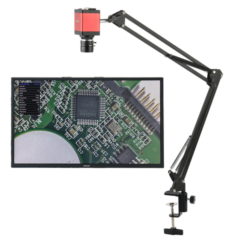Цифровой промышленный видеомикроскоп, 1/3 дюйма, 14 МП, 1080P, HDMI, VGA, с объективом с фиксированным фокусом 35 мм и большим рабочим расстоянием ► Фото 1/6
