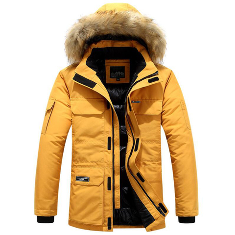 Зимняя утепленная куртка, хлопковая одежда, длинные трендовые пальто с капюшоном и съемным воротником, модные мужские парки, размеры 5XL 6XL ► Фото 1/6