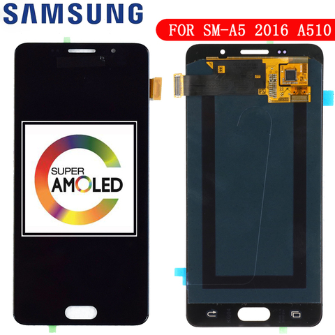 100% протестированный ЖК-дисплей Super AMOLED для Samsung Galaxy A5 2016 A510F A510M A510FD A5100 A510Y, ЖК-дисплей с сенсорным экраном и дигитайзером в сборе ► Фото 1/4