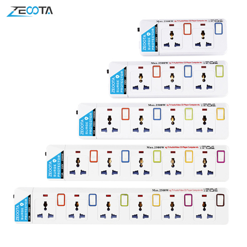 Несколько удлинители Мощность полосы индивидуальных Switched защита от перегрузки универсальная заглушка розетки индикатор светильник 1,8 m шнур ► Фото 1/6