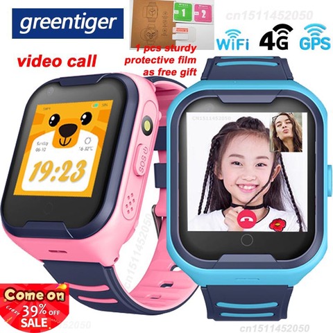 Greentiger 4G сеть A36E Wifi GPS SOS Смарт-часы дети видео звонок IP67 Водонепроницаемый Будильник камера детские часы VS Q50 Q90 ► Фото 1/6