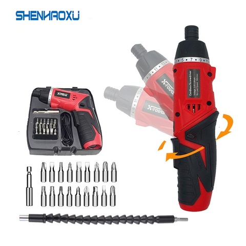 Электрическая отвертка с литиевой батареей 3,6 В, перезаряжаемая Регулируемая многофункциональная Аккумуляторная дрель, электроинструмент... ► Фото 1/6