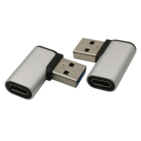 USB 3,0 адаптер под прямым углом к Тип C разъем USB3.0 90 градусов влево и вправо переходник из сплава черный, серебристый цвет ► Фото 1/5