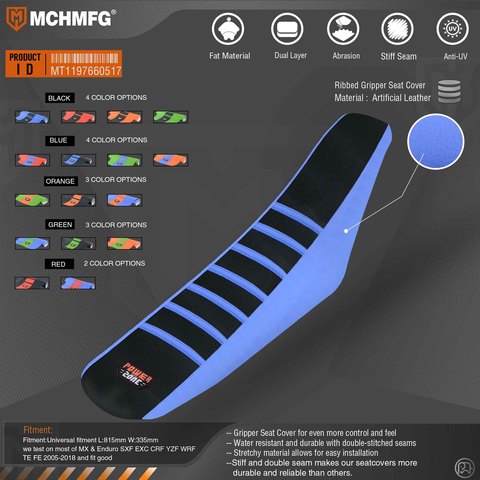 Мотоцикл Pro ребристая Резина искусственная кожа захват мягкий чехол для сиденья для HONDA YAMAHA SUZUKI KAWASAKI KTM Dirt Bike Off Road ► Фото 1/6