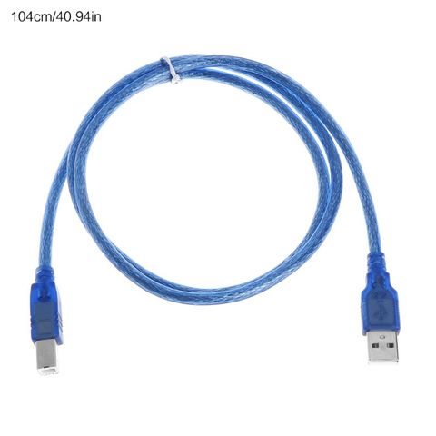 Высокоскоростной прозрачный синий usb-накопитель 2,0, кабель для принтера типа A, штекер-Тип B, двойное защитное покрытие для 0,3 м, 1 м, 1,5 м, 3 м ► Фото 1/5