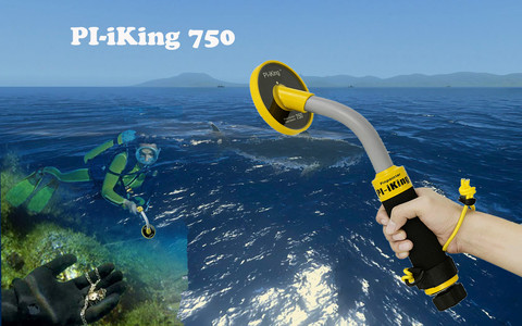 Точечный металлоискатель Pi-iking 750, 30 м, водонепроницаемый подводный металлодетектор с вибрацией и импульсной индукцией (PI) ► Фото 1/6