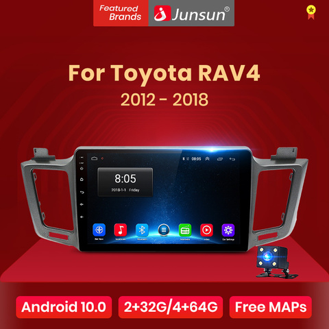 Junsun V1 2 ГБ + 32 ГБ, Android 10 4G автомобиля радио Мультимедиа Видео Wi-Fi навигации GPS для Toyota RAV4 2012 2013 2014-2022 2 Din без DVD ► Фото 1/6