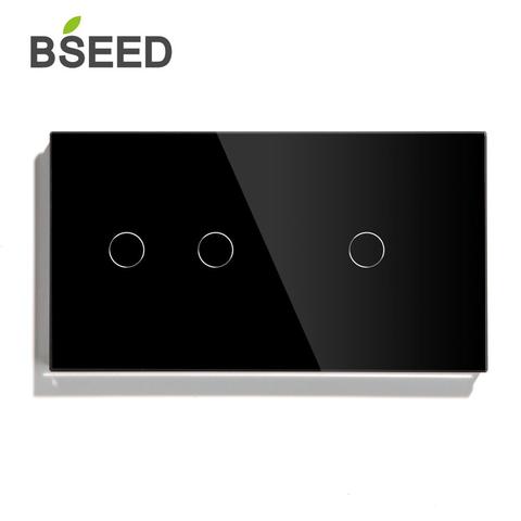 Bseed 1 Gang 2 Gang сенсорный выключатель 157 мм 1 Way 2 Way светильник белый черный золотой кристалл Класс панель Переключатель водонепроницаемый перек... ► Фото 1/5