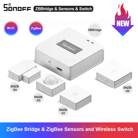 Беспроводной переключатель Sonoff ZBBridge Zigbee Bridge, датчик температуры и влажности движения, для дверей и окон, работает с Wi-Fi через приложение eWeLink ► Фото 1/6