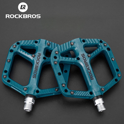 Велосипедные педали ROCKBROS, нейлоновая Ультралегкая педаль на плоской платформе, подшипники для дорожных и горных велосипедов, запчасти, аксессуары ► Фото 1/6