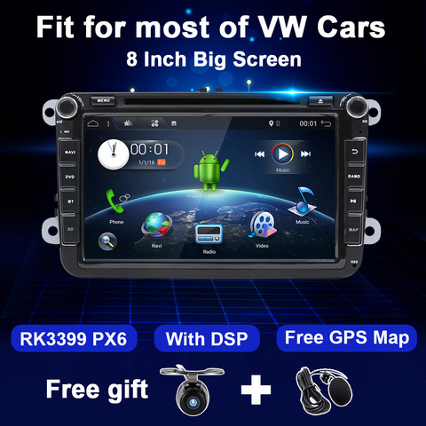Android 2 Din автомобильный DVD радио GPS для VW Passat B6 CC Polo Golf 5 6 Touran EOS T5 Sharan Jetta Tiguan Rapid Multimedia 4G WIFI DSP ► Фото 1/5