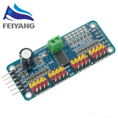 16-канальный 12-битный модуль PWM/Servo Driver-I2C интерфейса PCA9685, защитный модуль Raspberry pi, серводвигатель ► Фото 1/6