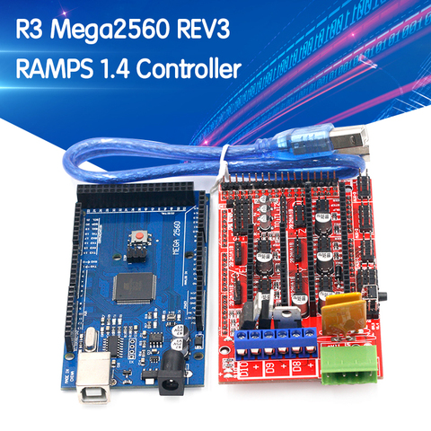 Контроллер Mega 2560 R3 Mega2560 REV3 + RAMPS 1,4 для 3D-принтера Arduino, комплект arduino Reprap MendelPrusa ► Фото 1/6