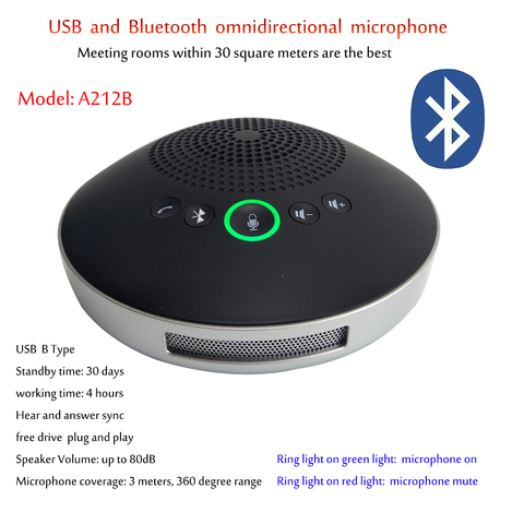 A212B аудио оборудование для конференций USB Bluetooth микрофон для встречи в Skype ► Фото 1/6