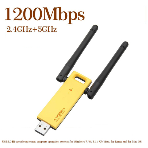 1200 Мбит/с USB 3,0 Wi-Fi адаптер Dual Band 2,4G 5G AC1200 Беспроводной сети Wi-Fi адаптера Ethernet 802.11AC w/антенна для портативных ПК ► Фото 1/6