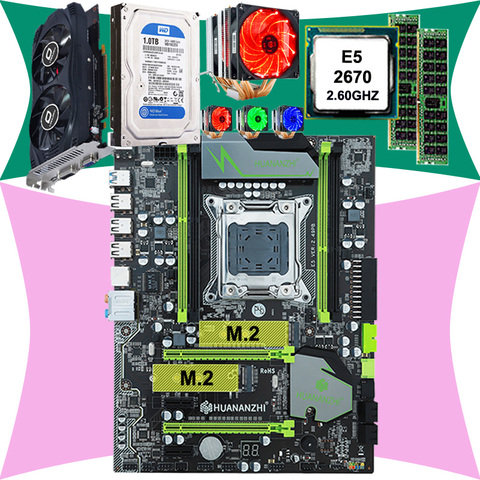 Лидер продаж! Материнская плата HUANAN X79, процессор Xeon E5 2670 C2 С 6 тепловыми трубками, кулер ОЗУ 16 Гб (2*8 ГБ) DDR3 RECC 1 ТБ 3,5 'SATA HDD GTX750Ti 2GD5 VC ► Фото 1/6