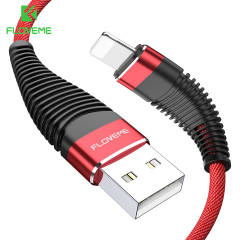 USB-кабель FLOVEME для iPhone Xr Xs X 7 8 Plus 6 6s 5s se, 1 м/2 м, высокопрочный, 2 А, кабели для быстрой зарядки мобильных телефонов, шнур для передачи данных ► Фото 1/6
