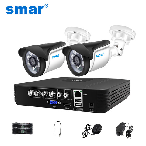 SAR 4CH 1080N 5в1 AHD DVR комплект CCTV системы 2шт 720P/1080P AHD водонепроницаемый/пуленепробиваемый камера безопасности комплект наблюдения электронная п... ► Фото 1/6