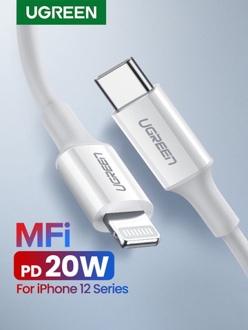 Ugreen MFi USB Type C к Lightning Кабель для iPhone 12 Mini Pro Max 8 PD 18 Вт 20 Вт быстрый USB C кабель для зарядки данных для Macbook Pro ► Фото 1/6