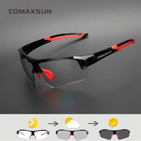 Фотохромные велосипедные очки COMAXSUN, Обесцвечивающие, спортивные солнцезащитные очки для горного и шоссейного велосипеда, 2 вида ► Фото 1/6