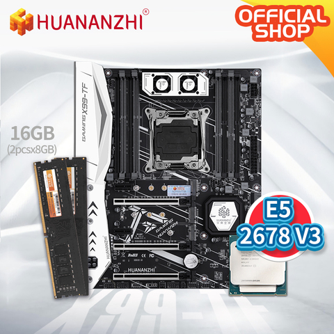 Материнская плата HUANANZHI X99 TF X99 с Intel XEON E5 2678 V3 с 2*8G DDR4 NON-ECC память, комбинированный комплект NVME SATA USB 3,0 ATX ► Фото 1/3