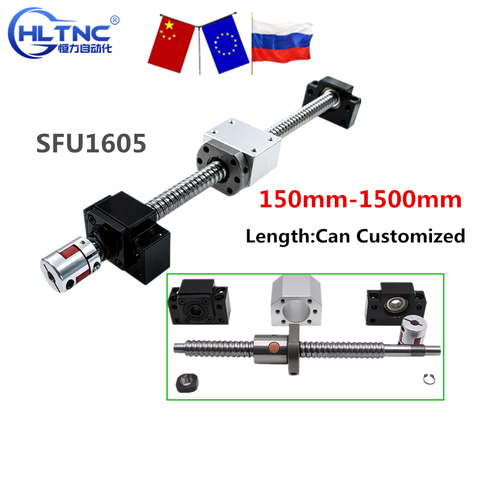 Запчасти для станков с ЧПУ SFU/RM1605, набор рулонных шариковых винтов + Фланцевая гайка + Корпус dsg16h + BKBF/EKEF/FKFF12, концевая опора + муфта ► Фото 1/6