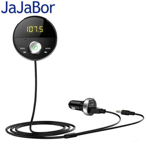 Гарнитура громкой связи JaJaBor Bluetooth 5,0, автомобильный комплект, разъем 3,5 мм, AUX аудио mp3-плеер, беспроводной FM-передатчик, автомобильный музыкальный приемник, автомобильное зарядное устройство ► Фото 1/6