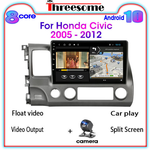 Автомобильный радиоприемник 10 дюймов Android 2005 для Honda Civic 2012-, мультимедийный видеоплеер, Авторадио с навигацией, GPS, 4G Net, Wi-Fi, RDS, 4 + 64G, DSP ► Фото 1/6