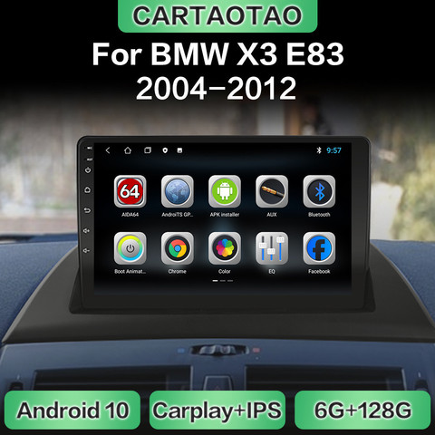 Автомагнитола на Android 10 с GPS-навигацией, Wi-Fi, мультимедийный плеер CarPlay для BMW X3, E83, 2004, 2005-2011, 2012, DSP, RDS, IPS, без DVD, 2din ► Фото 1/6