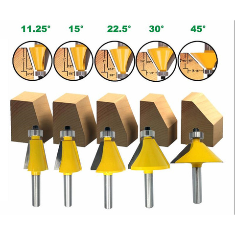 Фреза для резьбы по дереву, хвостовик 1/4 дюйма, 6,35 мм, 11,25 дюйма, 15 дюймов, 22,5 дюйма, 30 дюймов, 45 градусов ► Фото 1/6