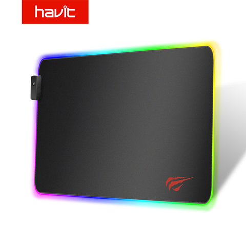 Светодиодный коврик для игровой мыши HAVIT, RGB, USB светодиодный, расширенная подсветка клавиатуры, нескользящий коврик для одеяла 350*250 / 800*300 ► Фото 1/6