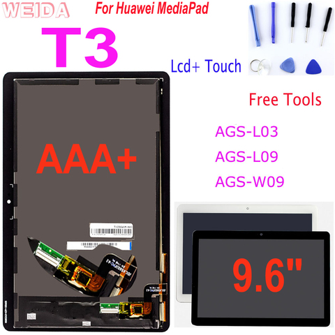 Оригинальный 5,5-дюймовый ЖК-дисплей для Huawei MediaPad T3 10 AGS-W09 AGS-L03 AGS-L09, ЖК-дисплей, сенсорный экран, дигитайзер в сборе, без битых пикселей ► Фото 1/6