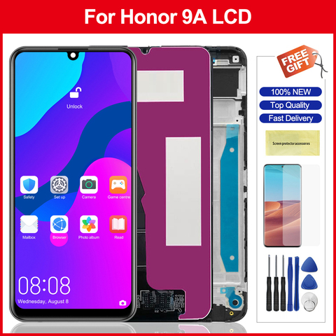 6,3 дюймовый дисплей для Huawei Honor 9A, ЖК-дисплей, сенсорный экран, дигитайзер с рамкой, запчасти для Honor9A, ЖК-экран ► Фото 1/6