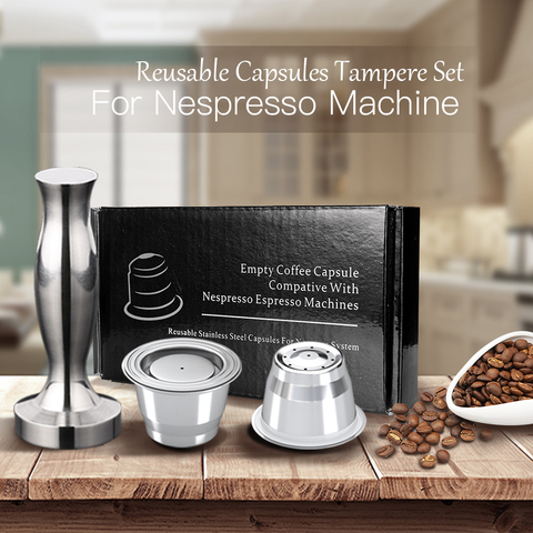 Новая версия, многоразовые капсулы для кофе, эспрессо, капсулы из нержавеющей стали Nespresso, многоразовые капсулы для Essenza Mini ► Фото 1/6
