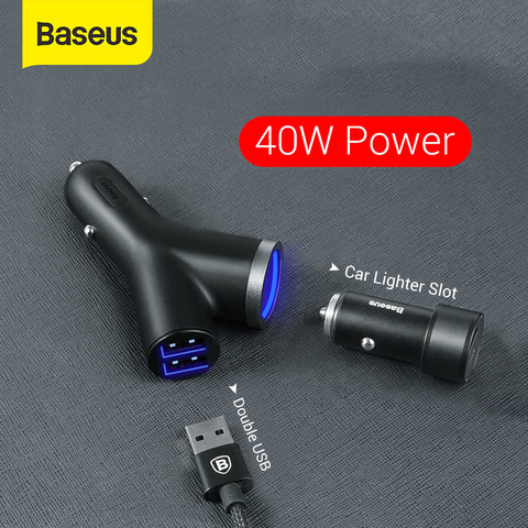 Baseus 40 Вт автомобильный Зарядное устройство для Универсальный мобильный телефон устройство для автомобиля с двумя портами USB Зажигалка слот... ► Фото 1/6