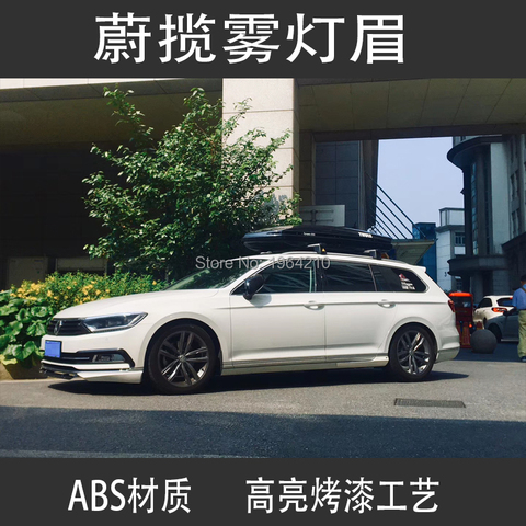 Налобный фонарь для Volkswagen Passat B8, вариант Arteon 2016-2022, ABS, черный, внешний налобный фонарь, накладки для бровей, передсветильник фара, рамки, 2 шт. ► Фото 1/6