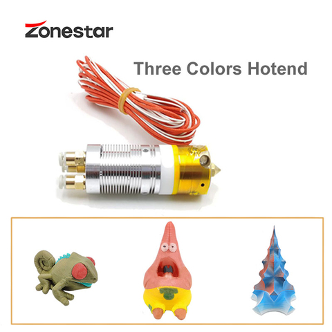 ZONESTAR 3-в-1-выход многоцветный трехцветный Hotend 0,4 мм сопло 1,75 мм нить детали для 3D-принтера 24 в экструдер J-head ► Фото 1/5