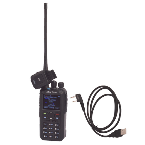 Рация Anytone с поддержкой Wi-Fi, Двухдиапазонная цифровая рация DMR и аналоговый GPS APRS, bluetooth, PTT, двухстороннее радио с кабелем для ПК ► Фото 1/6