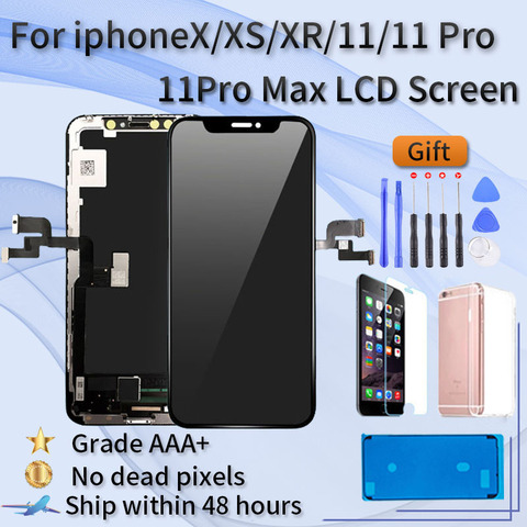 Для iPhone X XR XS XSmax 11 ЖК-дисплей сенсорный экран в сборе, цвет, 3D чувствительный, без мертвого угла касания, класс AAA + ► Фото 1/5