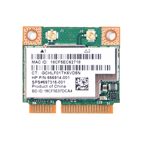 Двухдиапазонная беспроводная карта Broadcom BCM943228HMB 802.11a/b/g/n, 300 Мбит/с, Wi-Fi, Bluetooth 4,0, мини-мини pci-e Wlan для ноутбука, 2,4 ГГц, 5 ГГц ► Фото 1/5