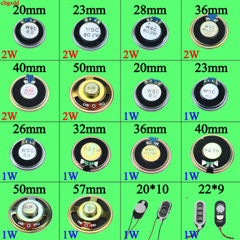 2 шт., динамик 8 Ом, 2 Вт, 1 Вт, 8R, 20 мм, 23 мм, 26 мм, 28 мм, 32 мм, 36 мм, 40 мм, 50 мм, 57 мм, диаметр 5 см ► Фото 1/6
