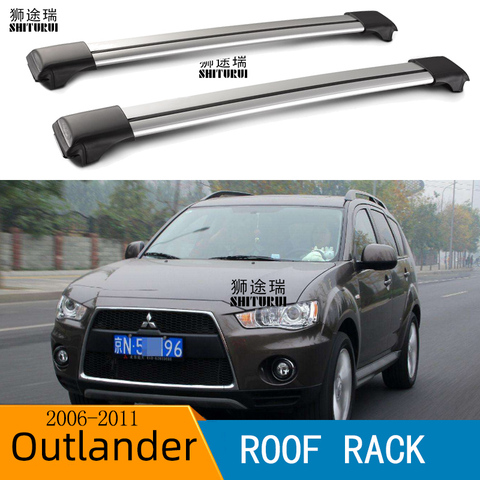 2 шт. полозья для MITSUBISHI - Outlander II 2006-2012 Алюминий сплав Боковые стержни поперечные рейки багажник на крышу Чемодан нагрузки 100 кг внедорожник ► Фото 1/5